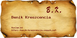 Benik Kreszcencia névjegykártya